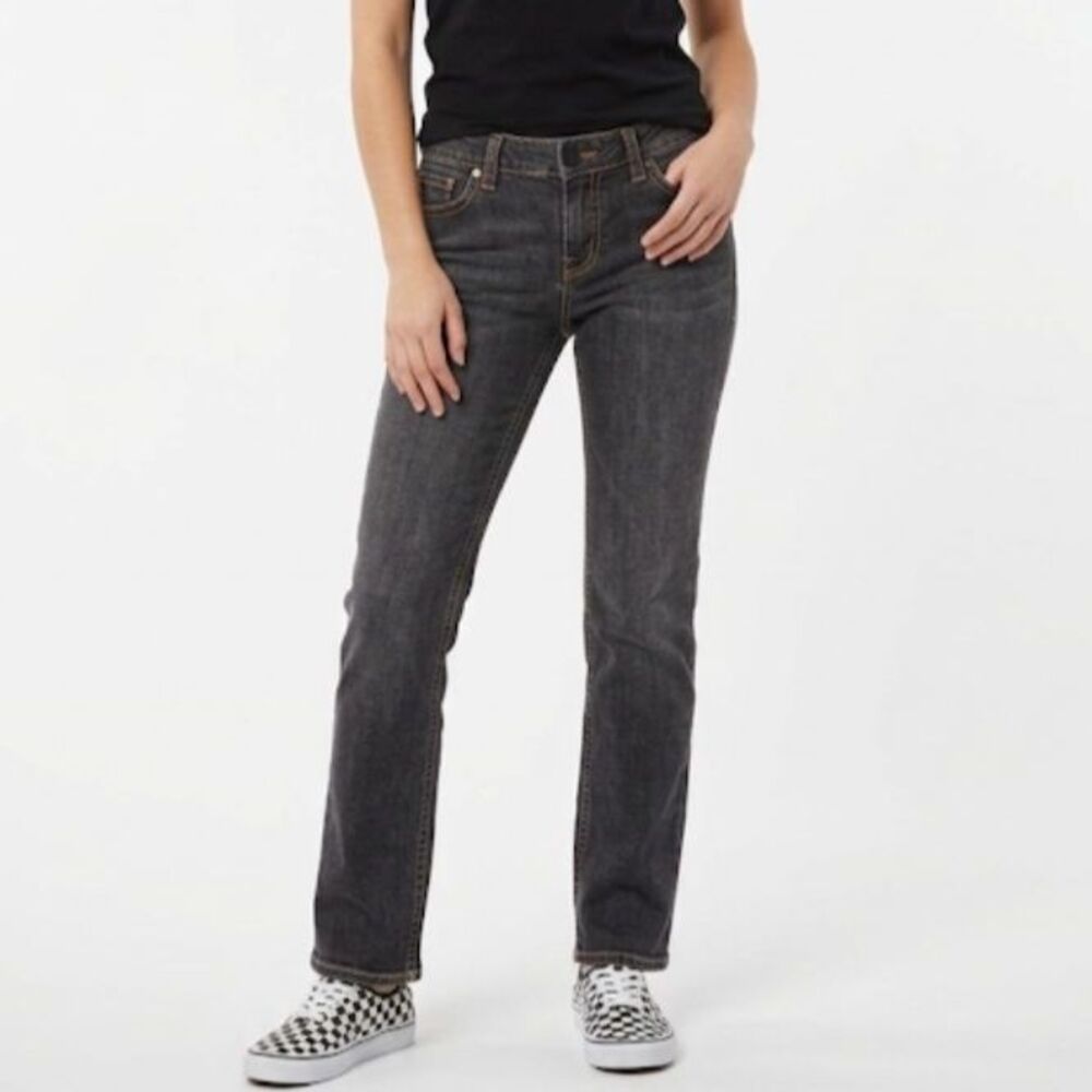 Worn Gray Denim Low Rise Contrast Stitch VTG 90s Straight Leg Jeans Size 10/30